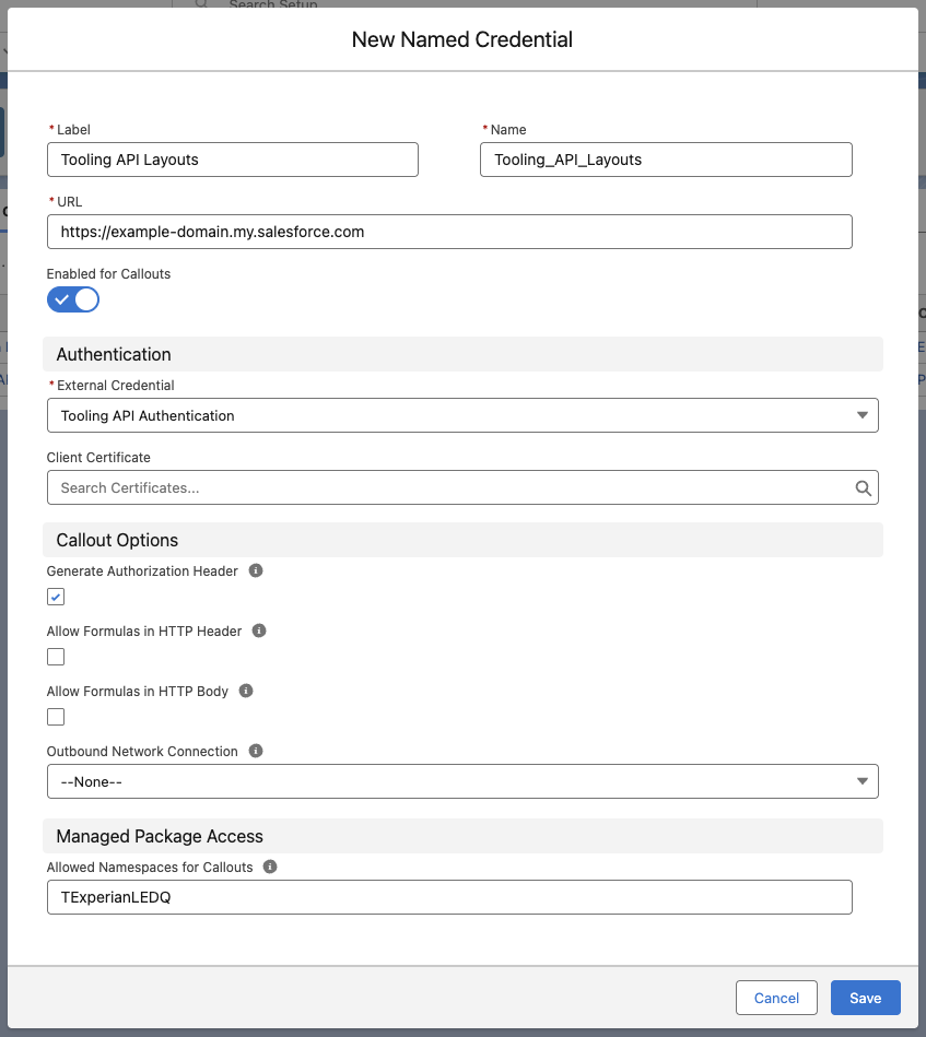 New Named Credentials Modal