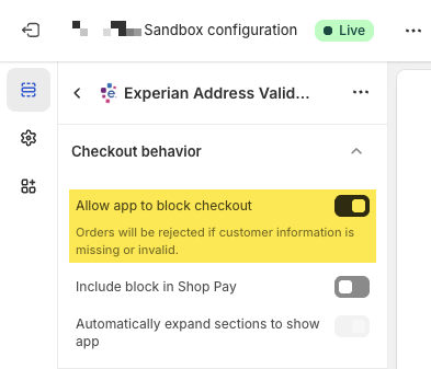 Allow app to block checkout