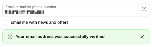 Email address successfully verified